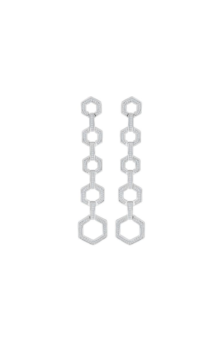 Bliss Diamond 3.80Ct TW 18k Gold 2 3/4" Dangle Hexagon Baguette Diamond Dangle Earrings, Main, color, 