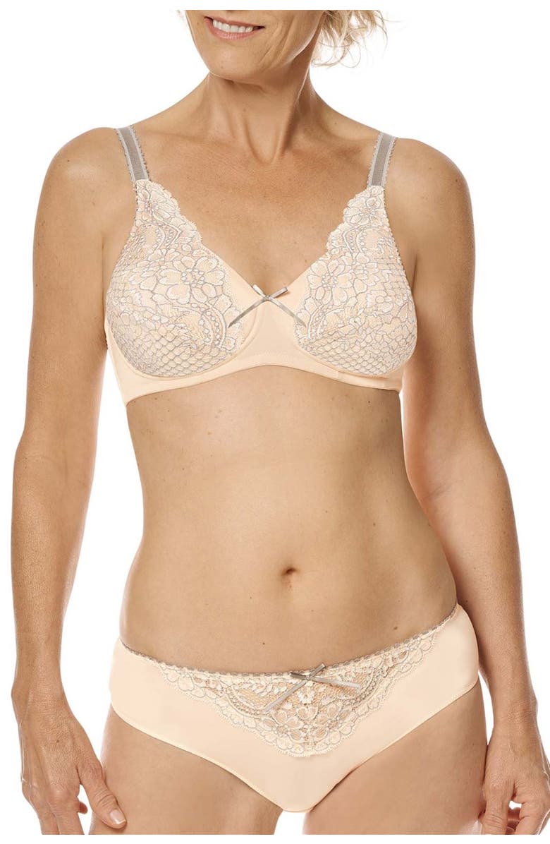 Amoena Alina Padded Wire-Free Bra, Alternate, color, Light Rose/ Grey