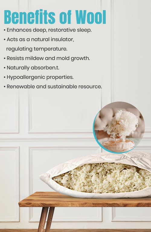Luxury Home Natural Wool Cooling Pillow In White