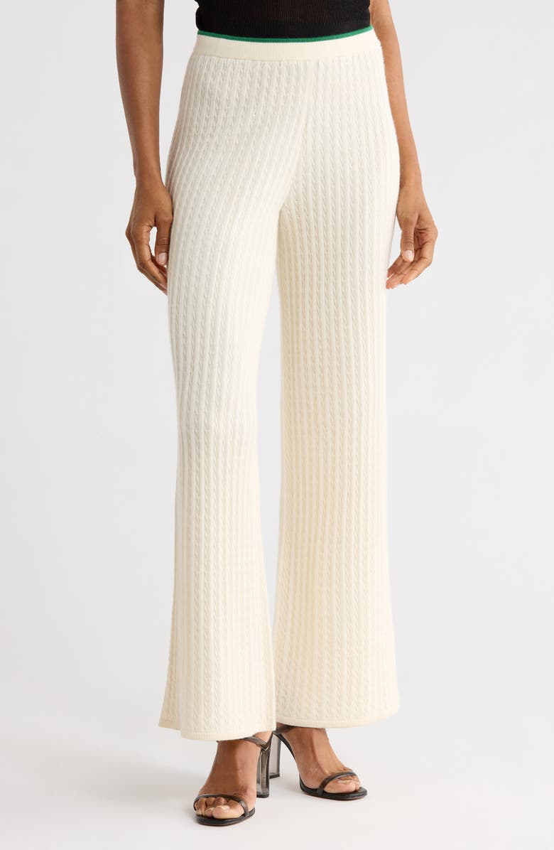 FRAME The Cable Cashmere & Silk Sweatpants, Main, color, Kelly Green Multi