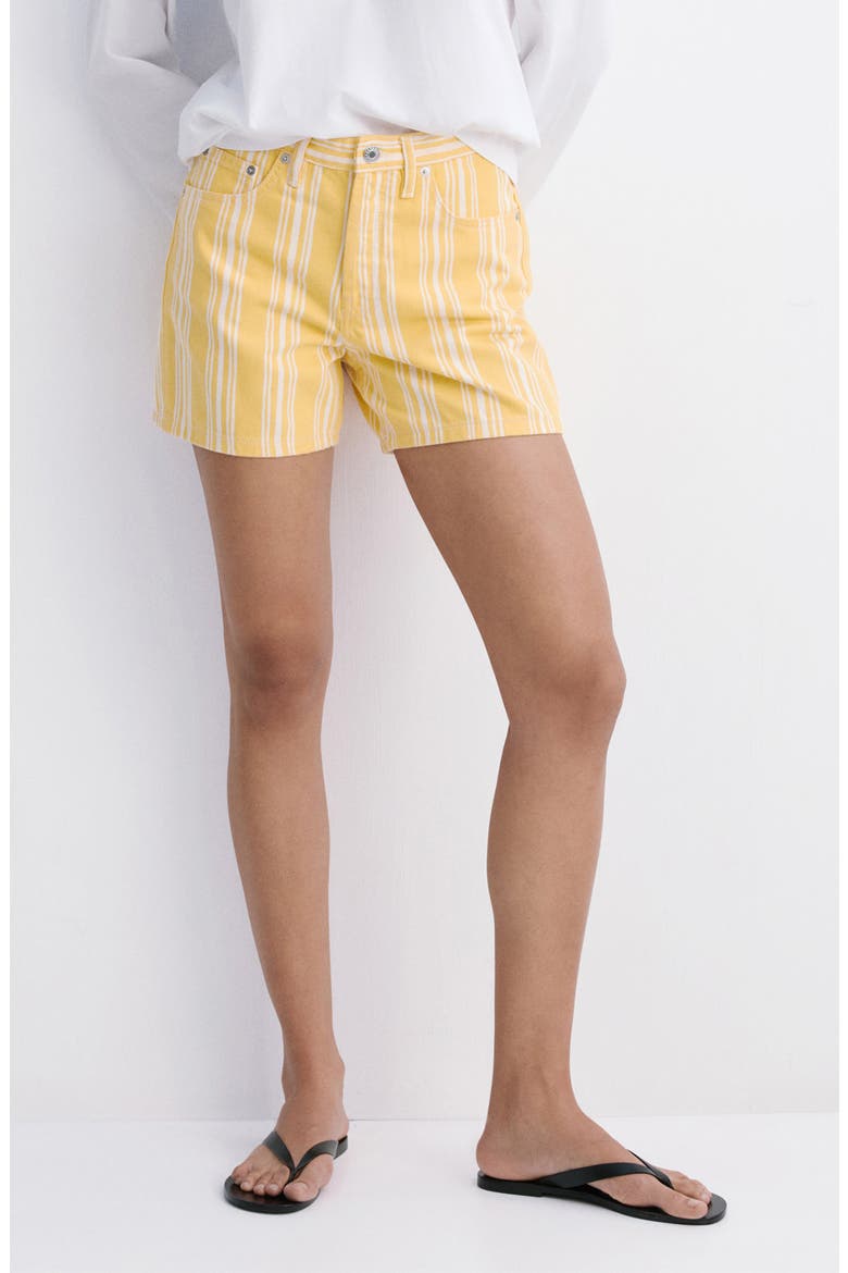 Striped Straight Fit Denim Shorts, Main, color, YELLOW