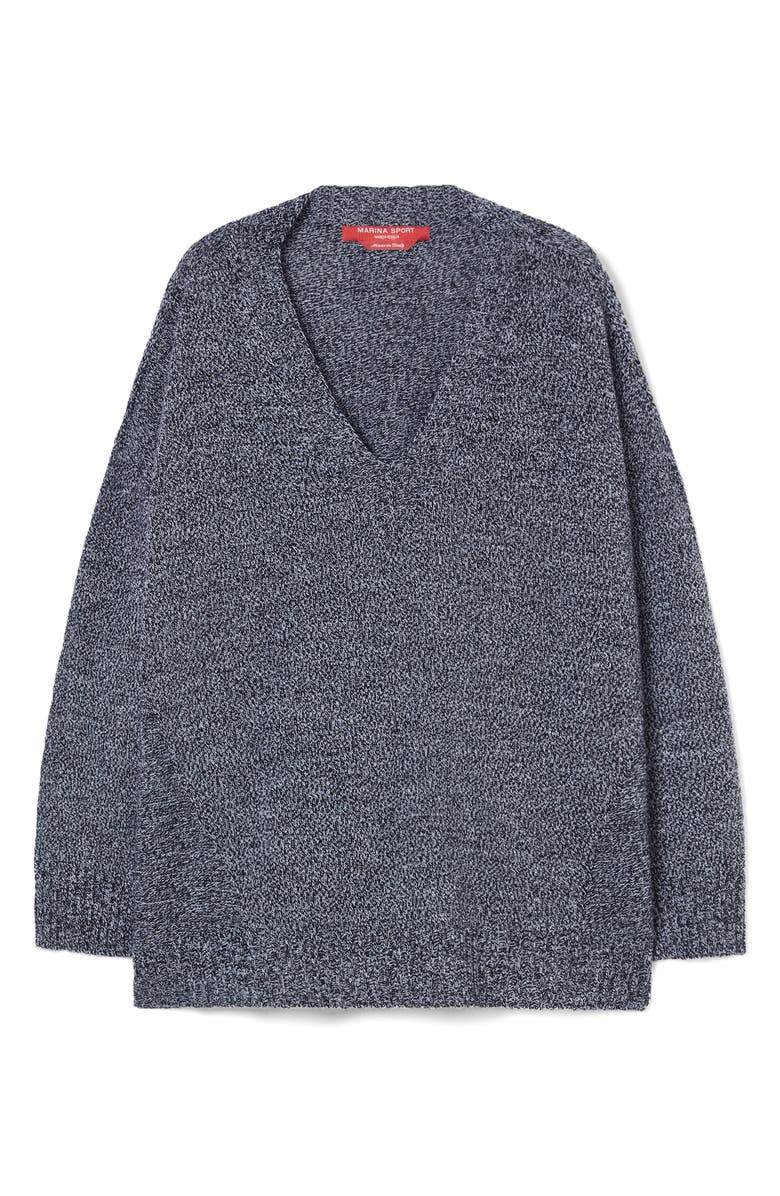 Marina Rinaldi Sierra V-Neck Wool Blend Sweater, Alternate, color, Black White