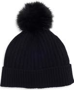 Nordstrom Cashmere Rib Beanie with Pom