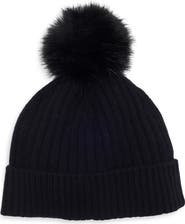 Nordstrom Cashmere Rib Beanie with Pom