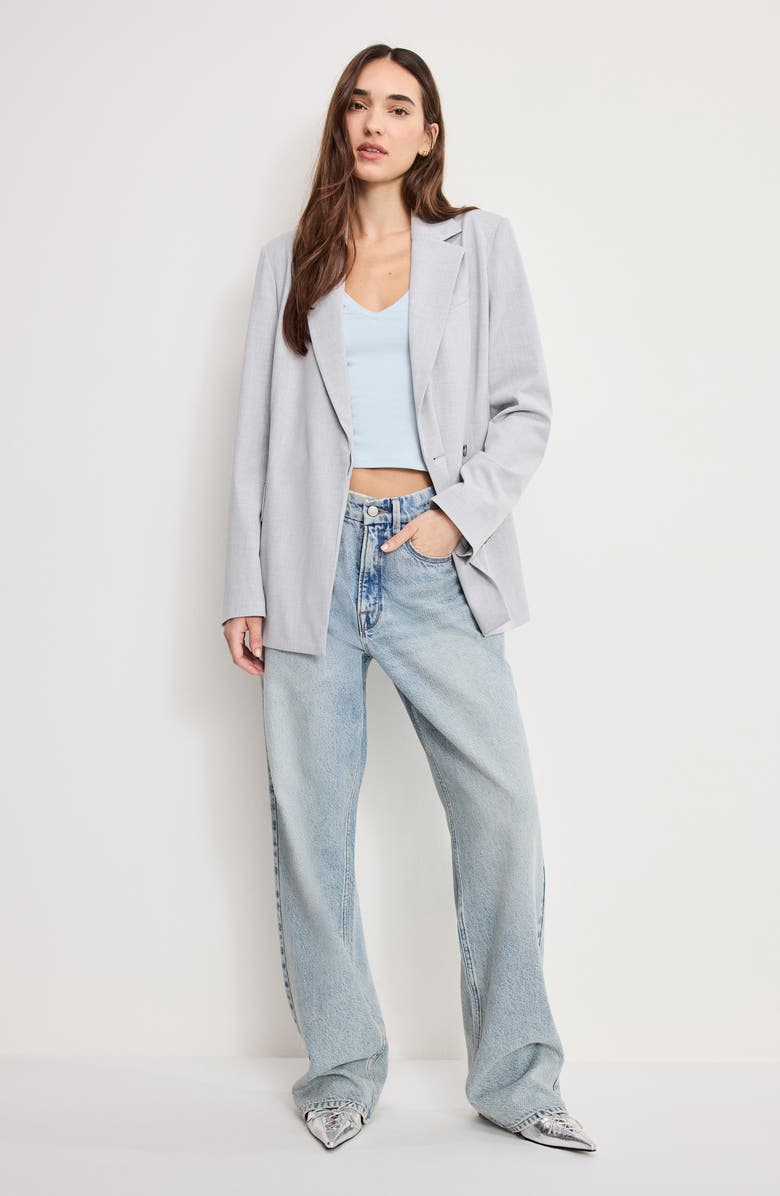 Good American Essential Belted Suit Blazer, Alternate, color, Crosshatch Grey