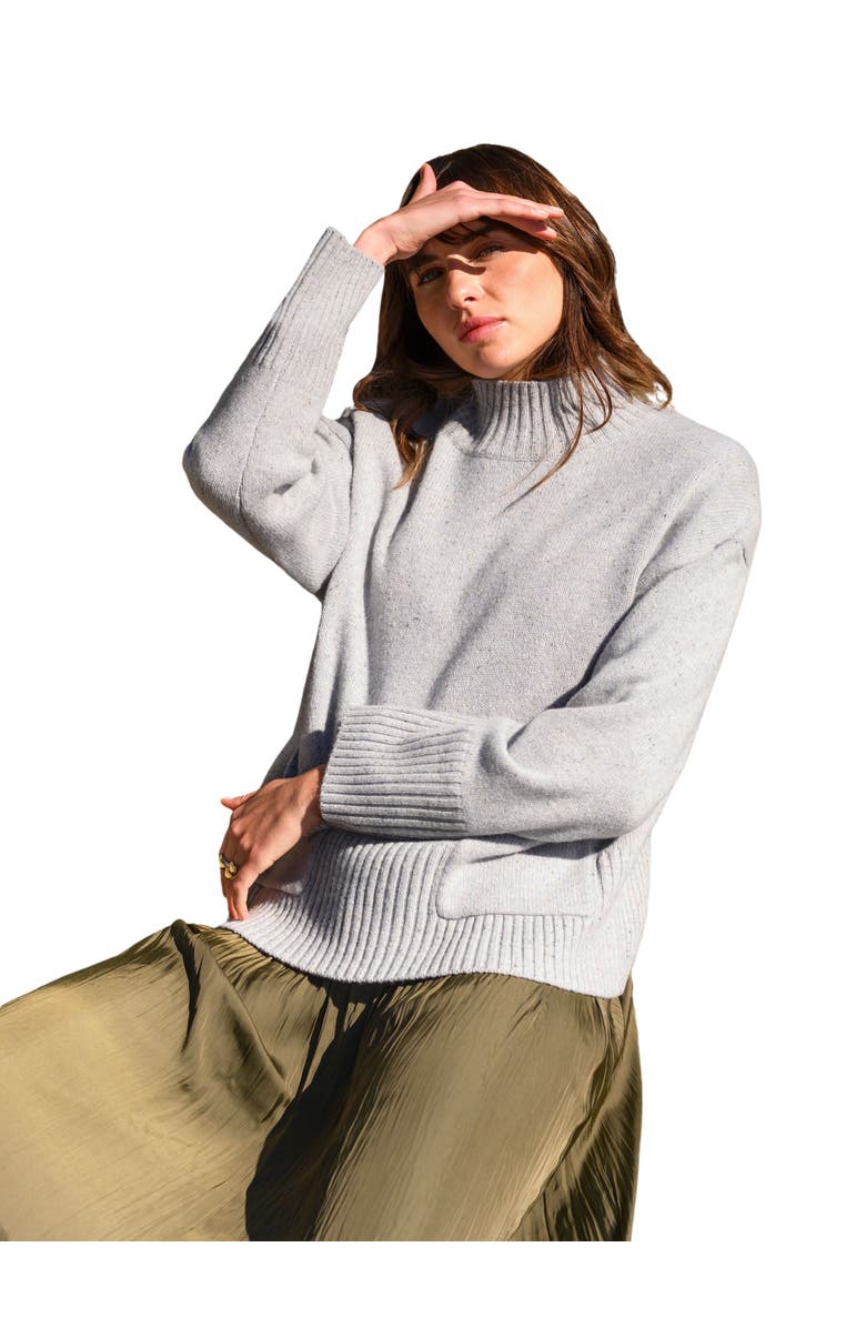 Celtic & Co. Flecked Patch Pocket Sweater, Main, color, Light Grey