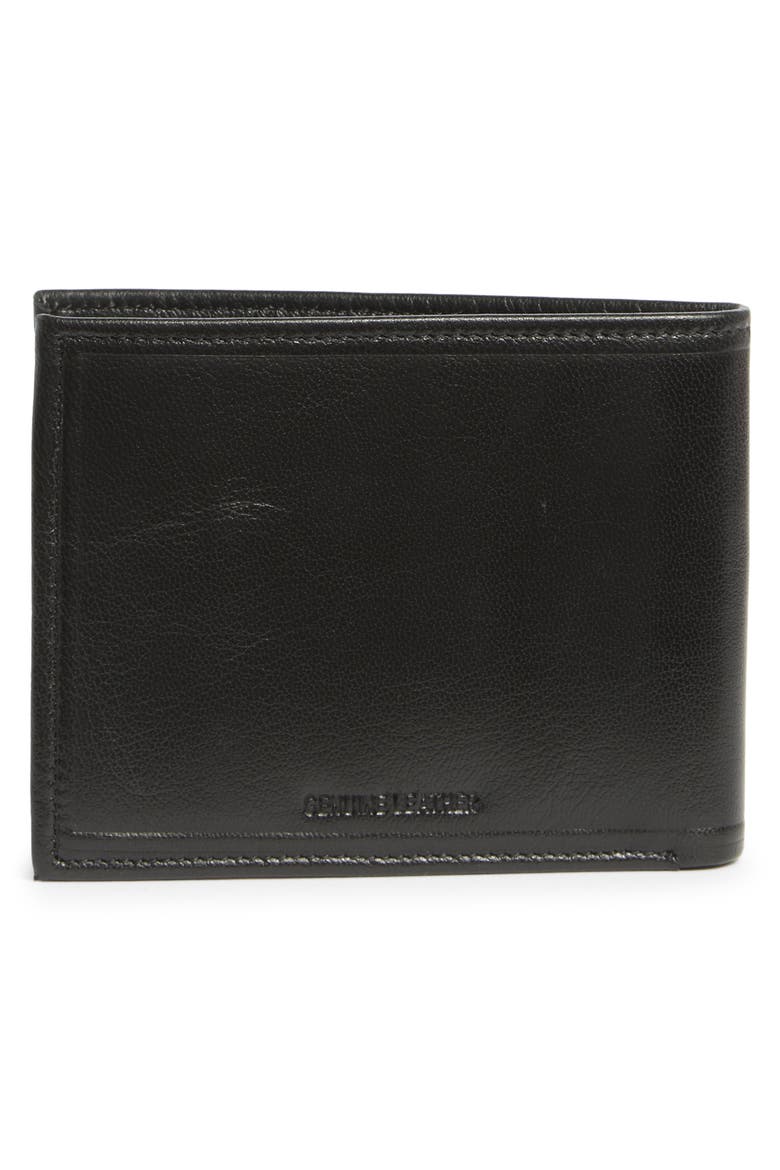 Stitch Crease Leather Bifold Wallet, Alternate, color, BLACK