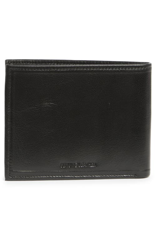 Original Penguin Stitch Crease Leather Bifold Wallet In Black