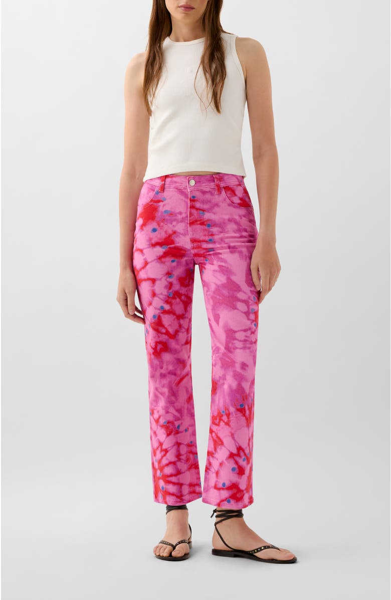Scalpers Summer Print Denim Pant, Alternate, color, Multi-Pink