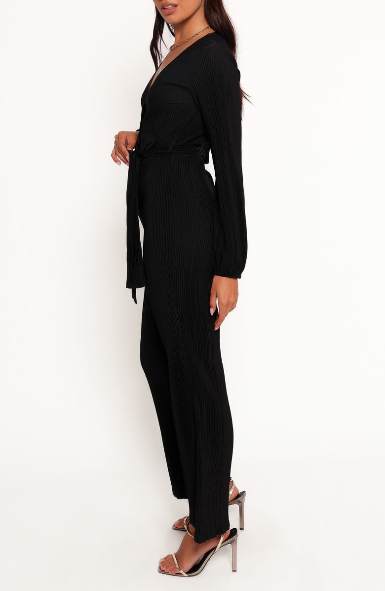 Petal & Pup Solange Long Sleeve Plissé Jumpsuit, Alternate, color, Black
