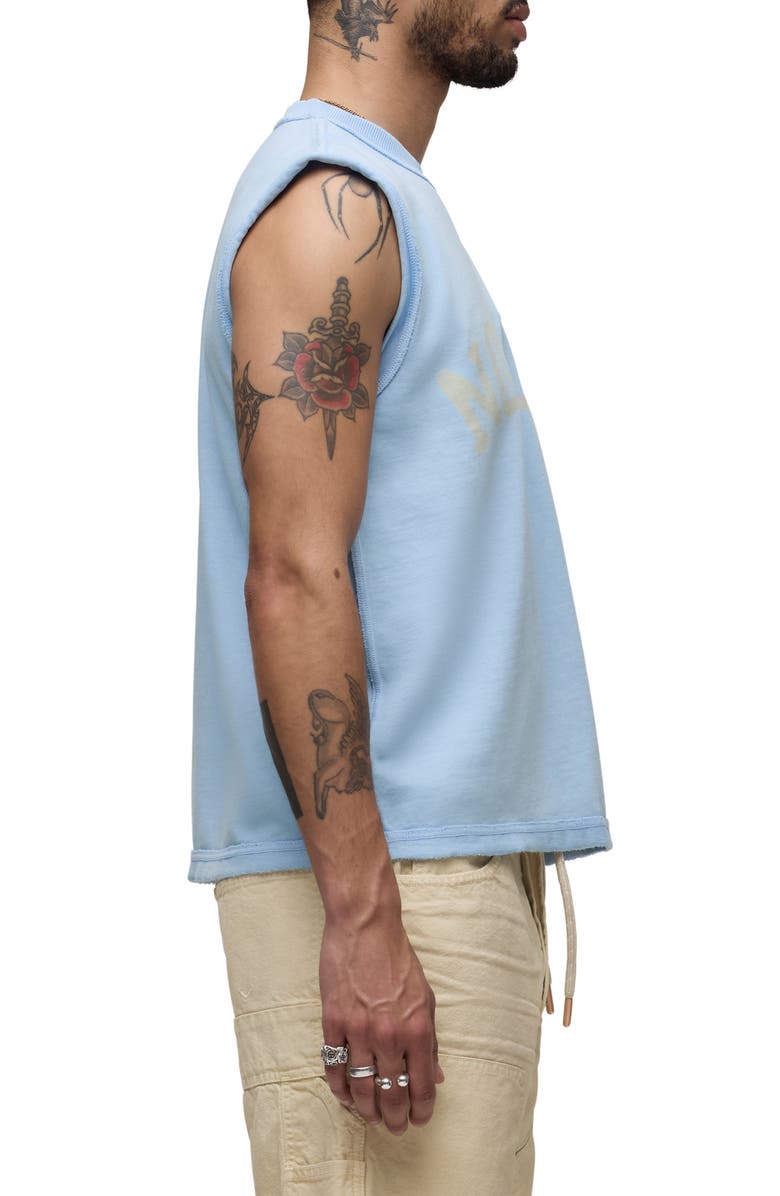 Hudson Jeans Leo Cut Off Logo Graphic T-Shirt, Alternate, color, Blue Storm