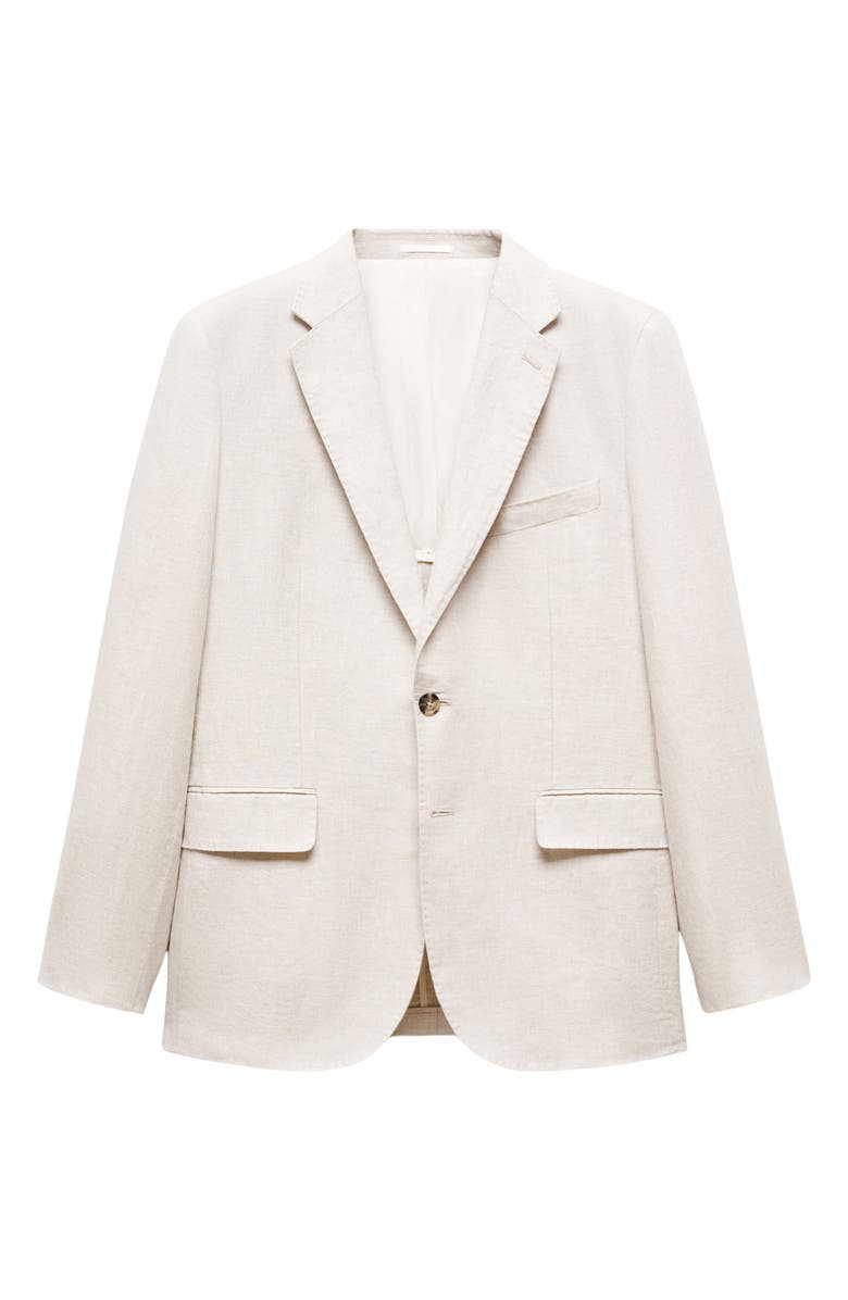 MANGO Slim Fit Linen Blazer, Alternate, color, Beige