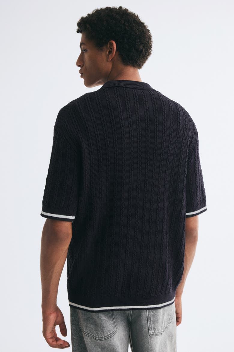 Relaxed-fit Half-zip Polo Shirt, Alternate, color, Navy blue