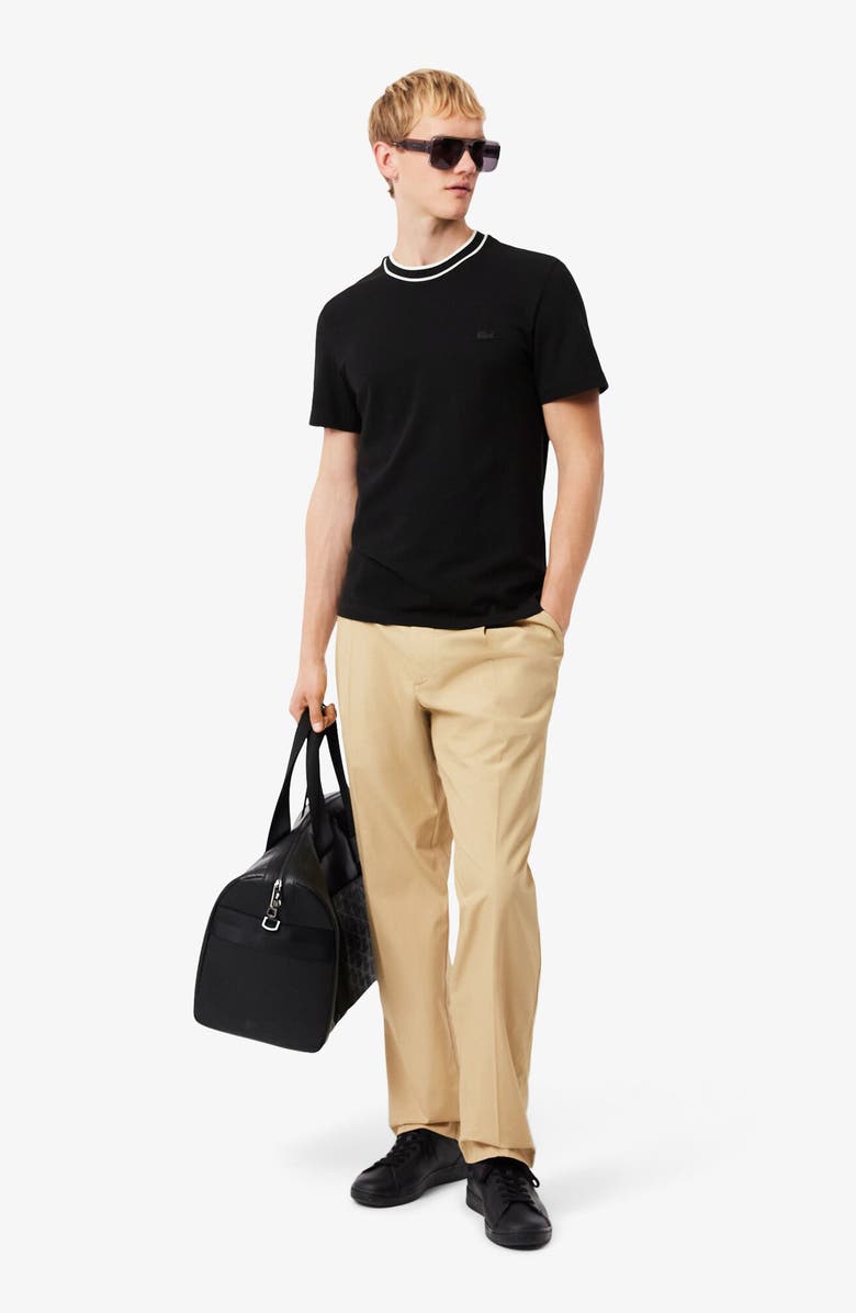 Lacoste Regular Fit Tipped Piqué Crewneck T-Shirt, Alternate, color, Black