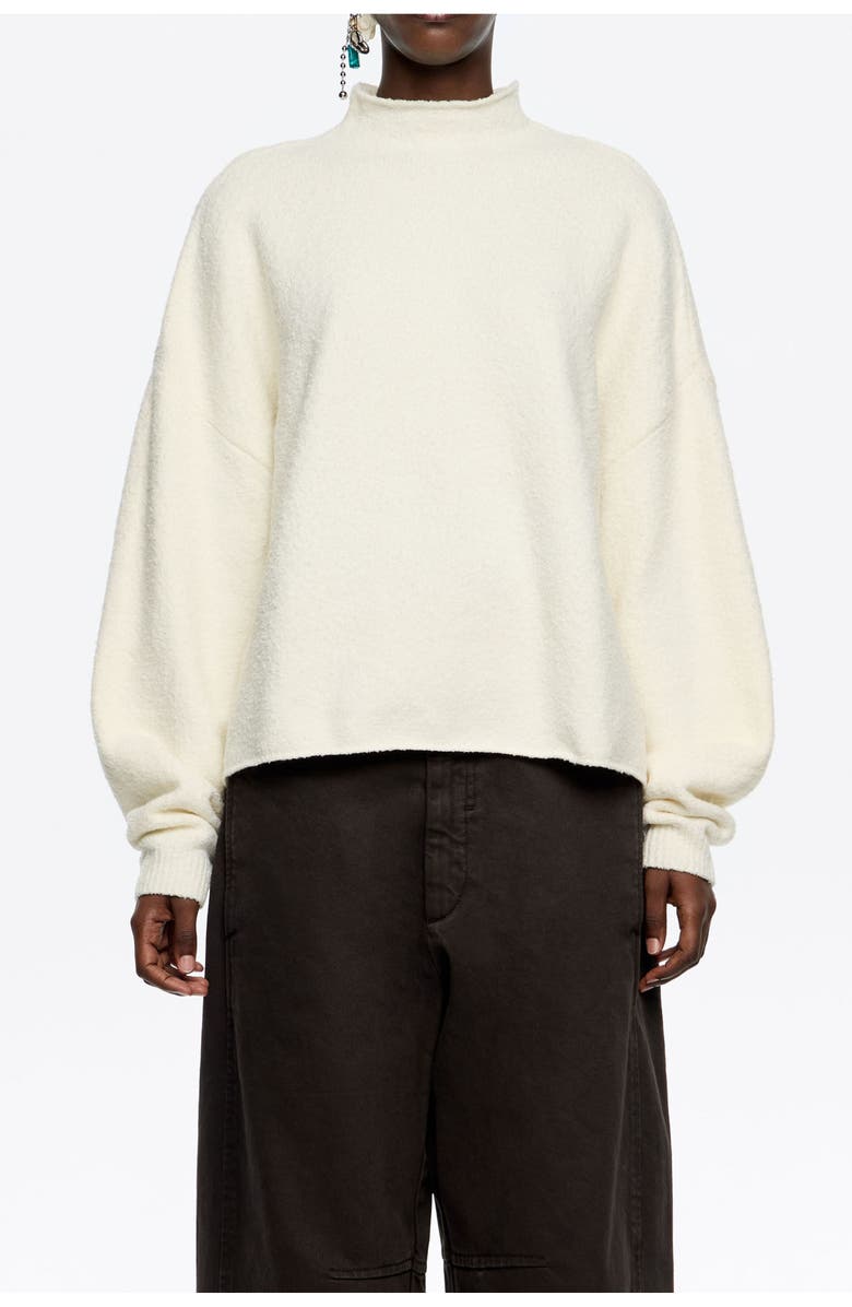 Bimba y Lola Cotton Boxy Sweater, Main, color, Ivory