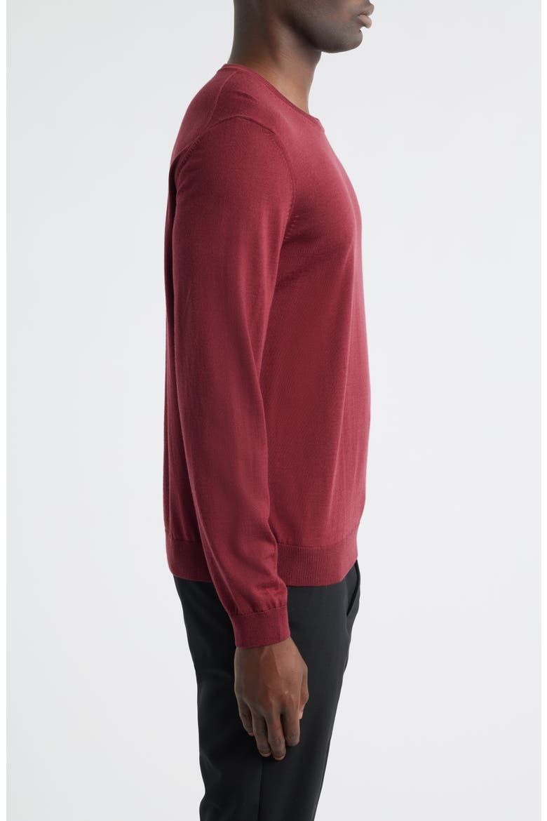 Leno Virgin Wool Crewneck Sweater, Alternate, color, DARK RED