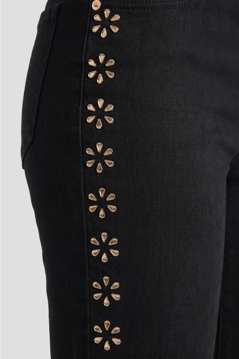 x Anna Marie Floral Rhinestone Flared Jeans, Alternate, color, Black