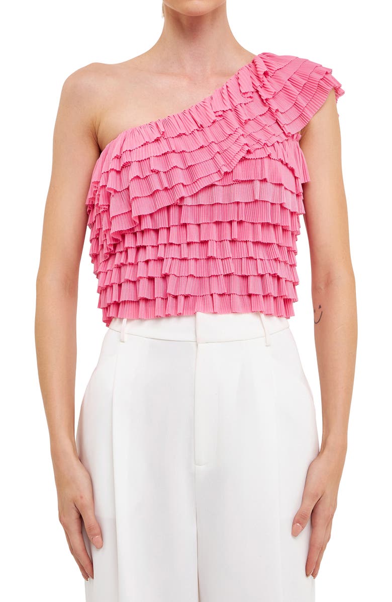 Endless Rose Ruffle One-Shoulder Top, Alternate, color, Pink