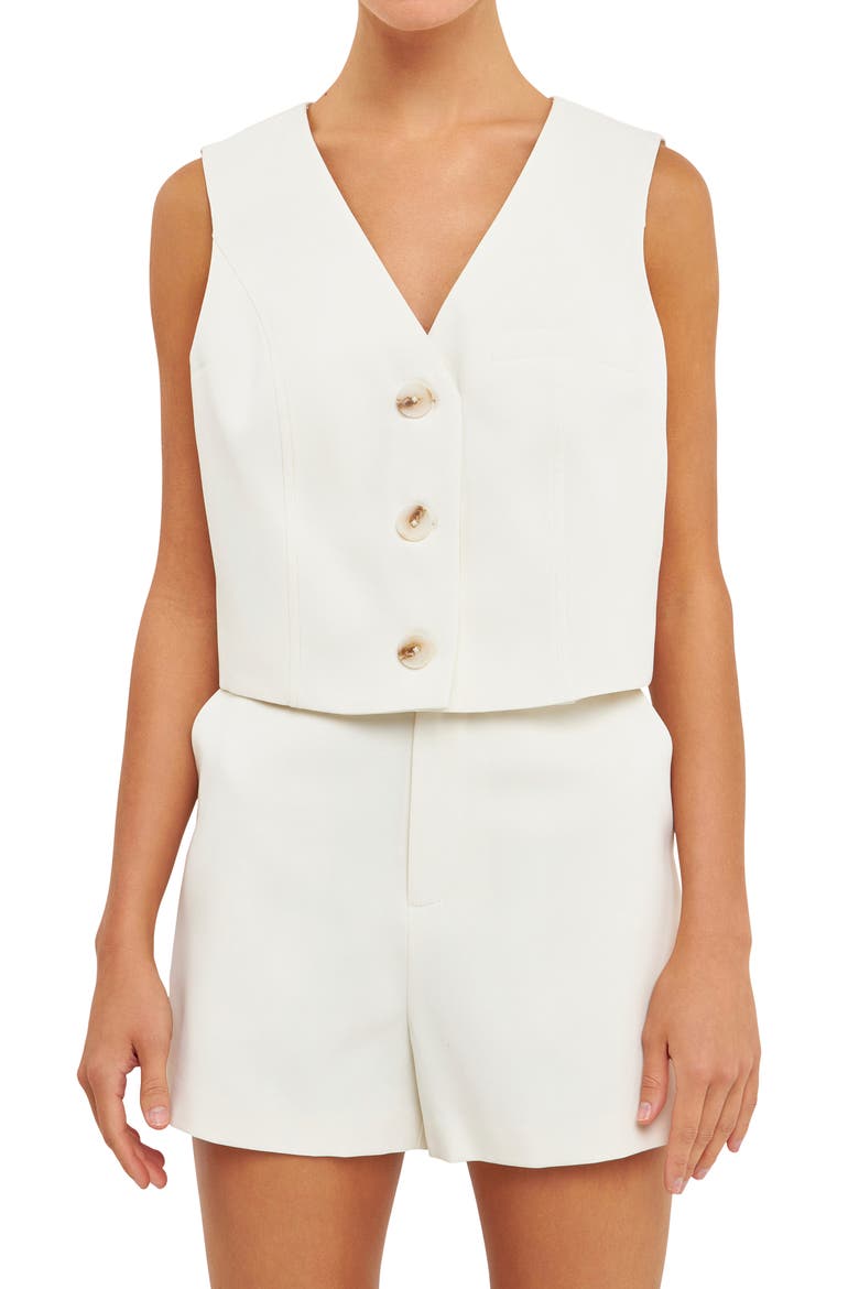 Button-Up Crop Vest, Alternate, color, CREAM
