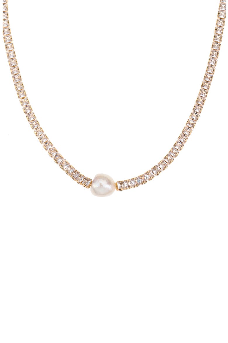 Freshwater Pearl Tennis Necklace, Main, color, GOLD