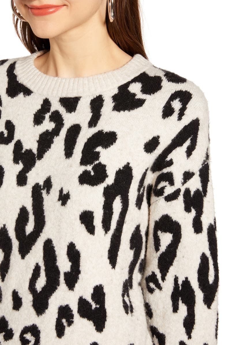Something Navy Leopard Crewneck Pullover, Alternate, color, 