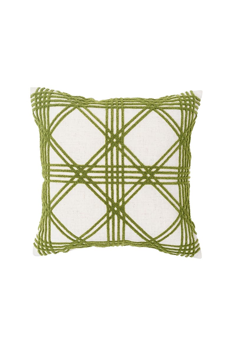 Lattice Tufted Accent Pillow 17" x 17", Main, color, Green
