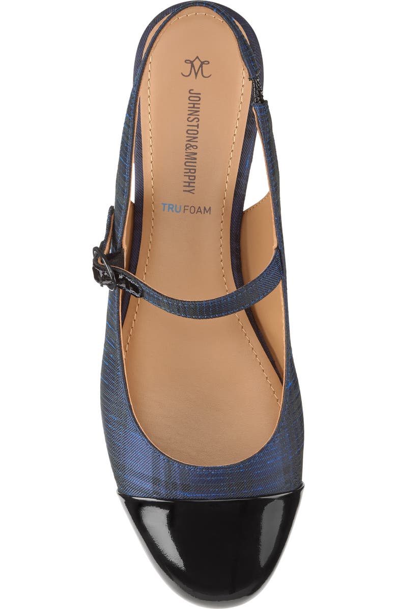 Johnston & Murphy Claire Mary Jane Slingback Flat, Alternate, color, Navy Plaid Black Leather