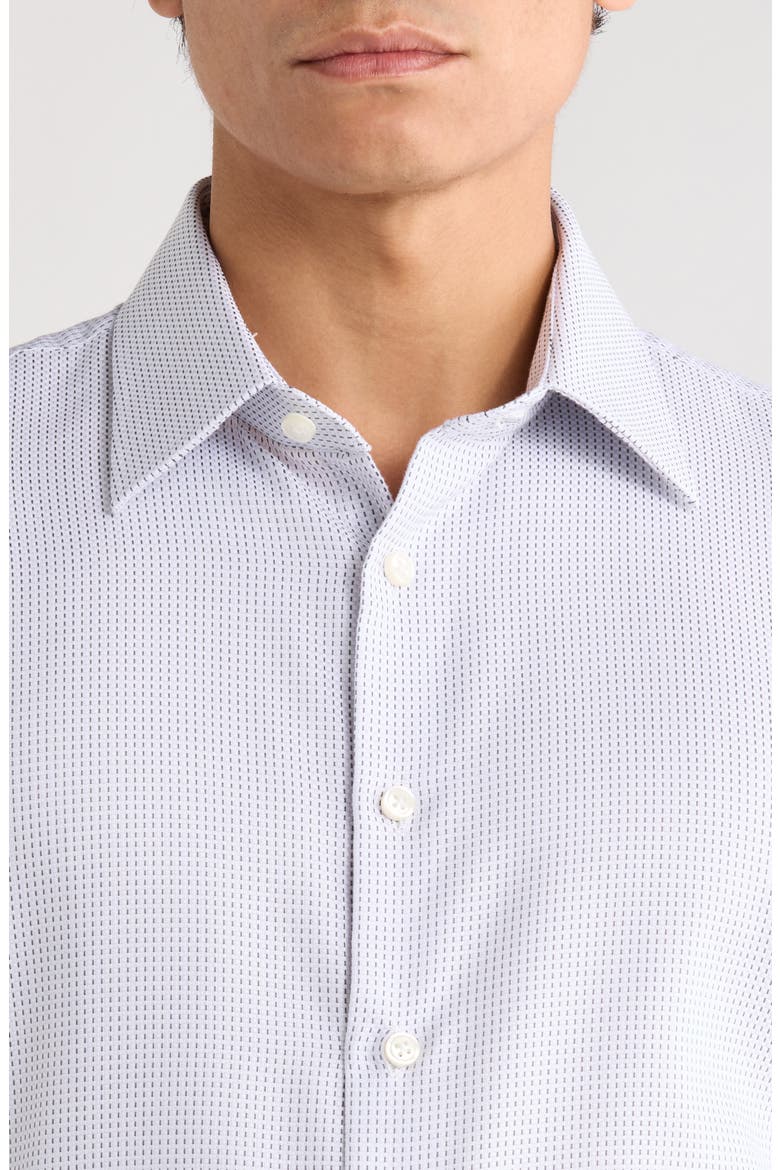 Trim Fit Dash Stripe Premium Non Iron Cotton Dress Shirt, Alternate, color, PURPLE DASH STRIPE