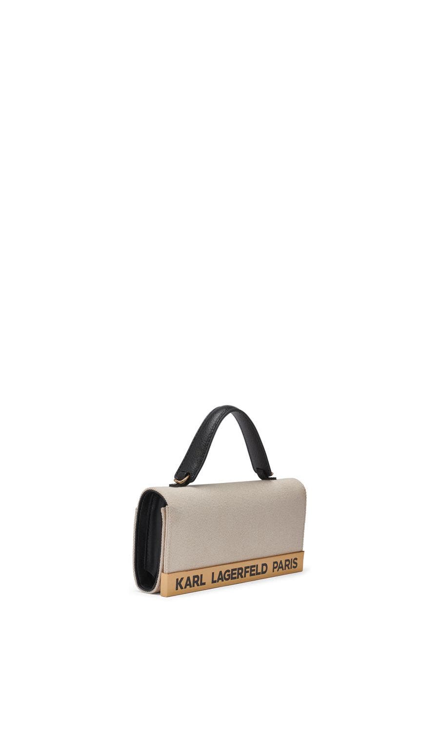 KARL LAGERFELD PARIS Jacqueline Canvas Crossbody, Alternate, color, Natural/Black
