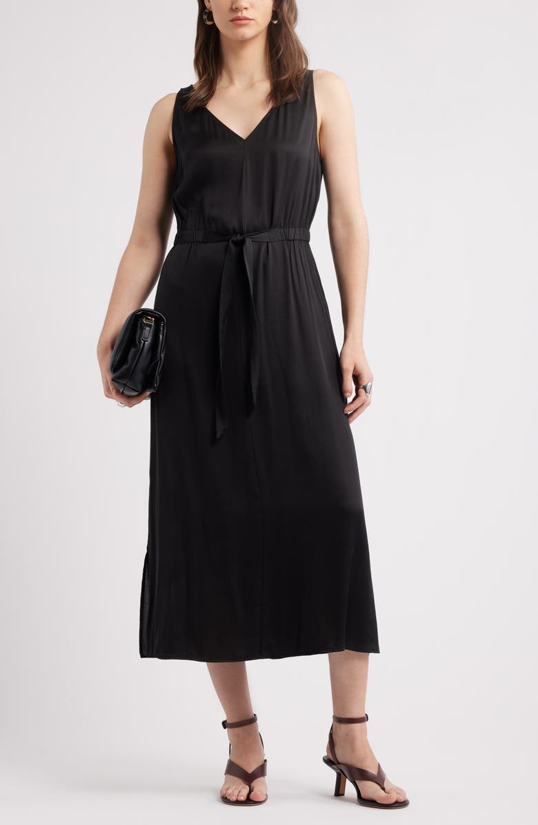 Nordstrom Sleeveless Midi Dress, Alternate, color, Black