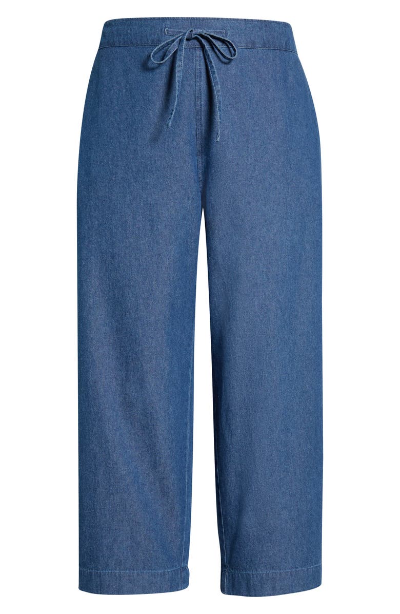 Jones New York Pull-On Drawstring Chambray Crop Wide Leg Pants, Main, color, Libra Wash