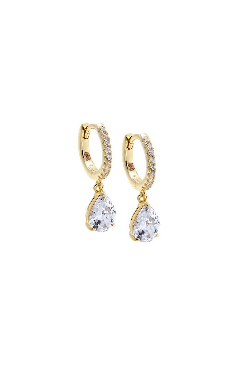 BY ADINA EDEN Pave Dangling CZ Pear Huggie Earring, Main, color, Gold