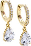 BY ADINA EDEN Pave Dangling CZ Pear Huggie Earring