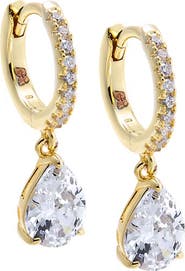 BY ADINA EDEN Pave Dangling CZ Pear Huggie Earring