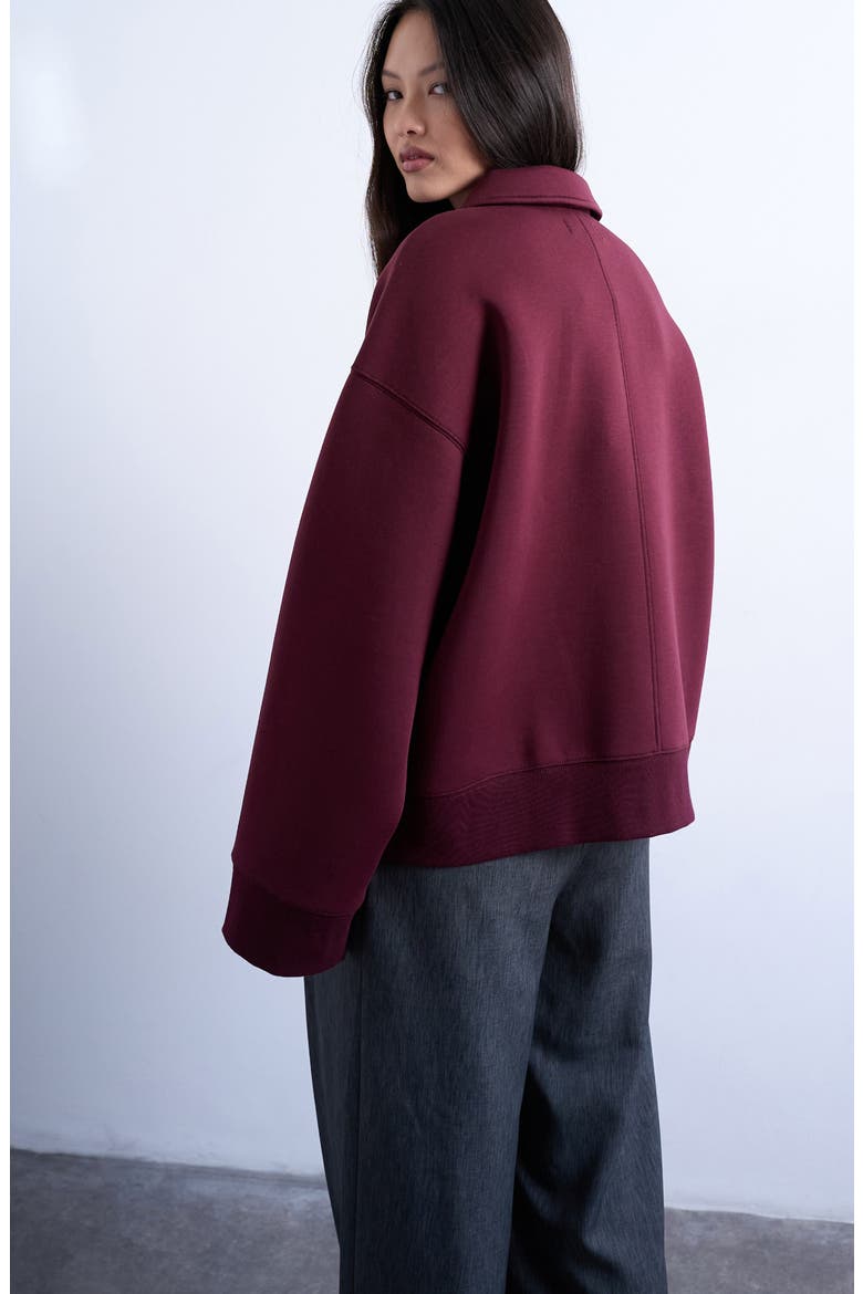 Oversize Zip-Up Jacket, Alternate, color, BURGUNDY
