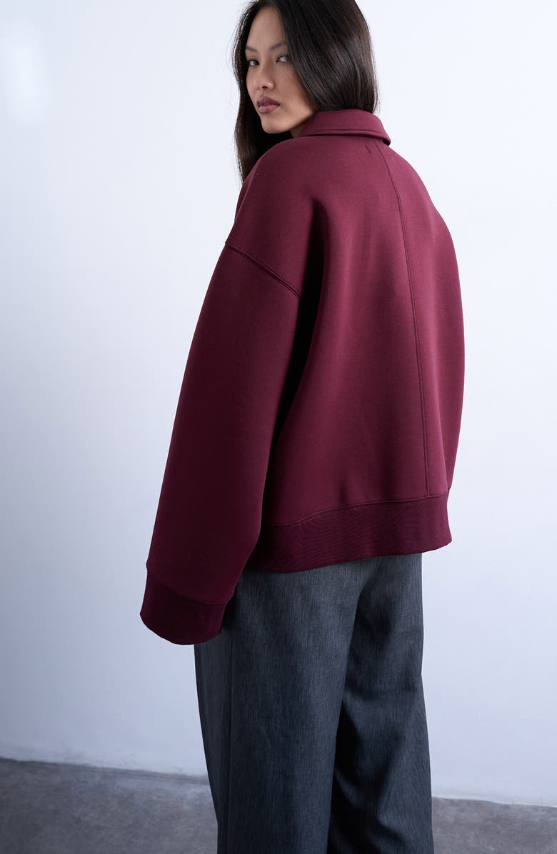 Topshop Oversize Zip-Up Jacket, Alternate, color, Burgundy