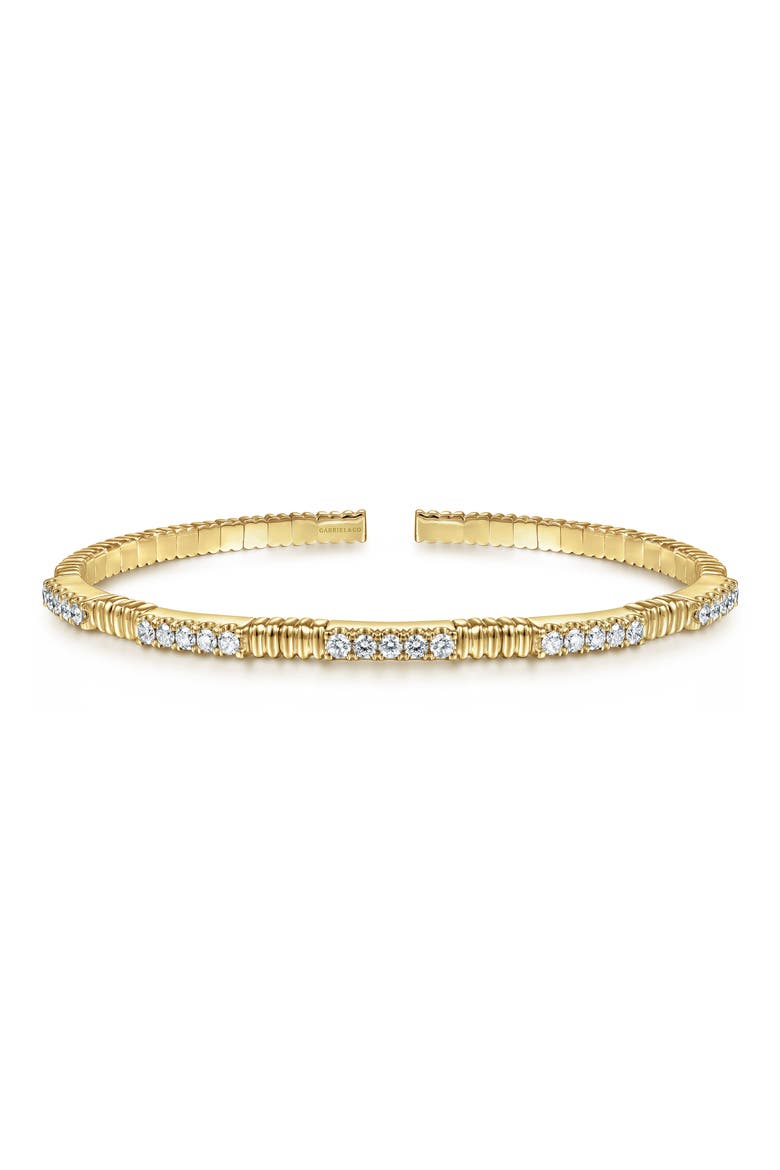 14K Gold Diamond Bangle, Main, color, 14K YELLOW GOLD