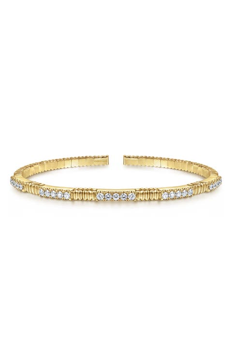 14K Gold Diamond Bangle