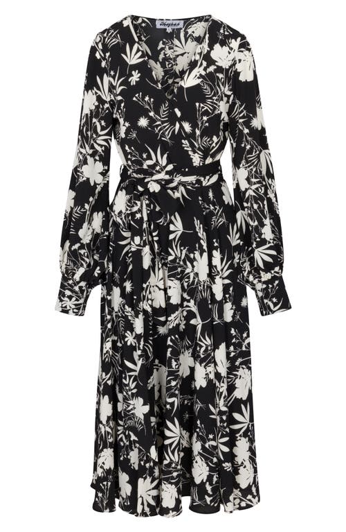 Meghan La Lilypad Surplice Long Sleeve Wrap Midi Dress
