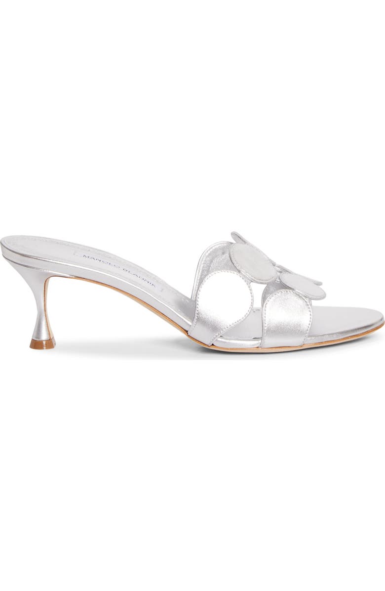 Manolo Blahnik Haribalmu Kitten Heel Sandal, Alternate, color, Silver