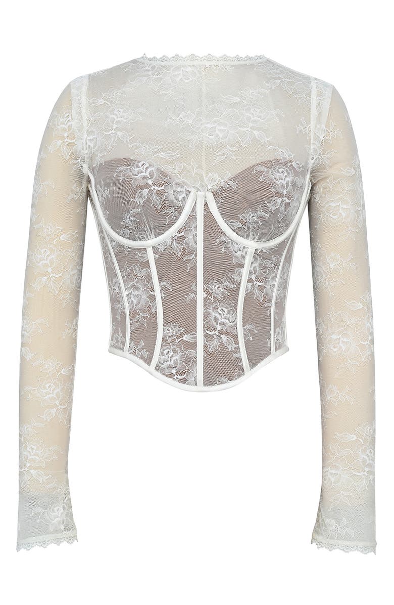 HOUSE OF CB Zoe Long Sleeve Lace Crop Corset Top, Alternate, color, Vintage Ivory