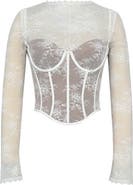 HOUSE OF CB Zoe Long Sleeve Lace Crop Corset Top