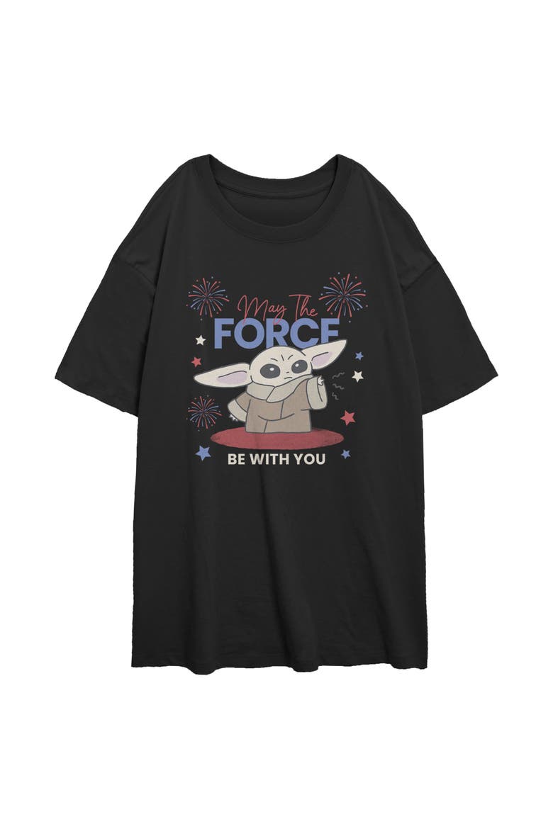 Junior's The Fireworks Be With You Short Sleeve Oversized T-Shirt, Main, color, Black