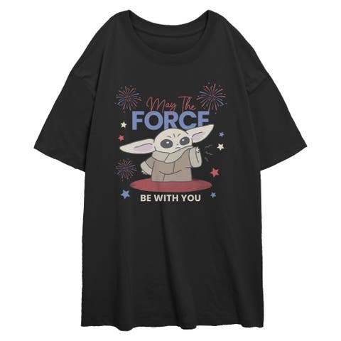 Junior's The Fireworks Be With You Short Sleeve Oversized T-Shirt
