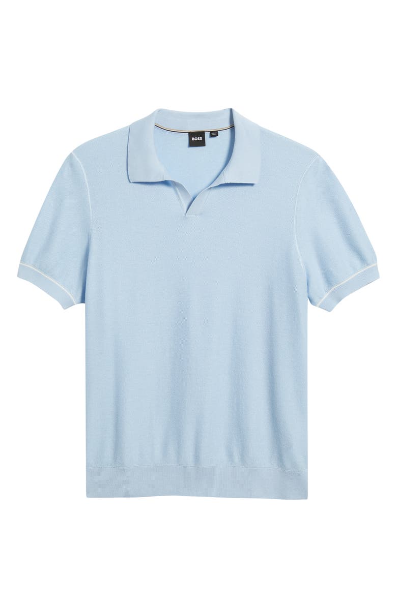 BOSS H-Narcisco Johnny Collar Piqué Polo Sweater, Alternate, color, Light/ Pastel Blue