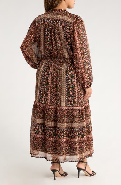Gibsonlook The Leyla Print Smocked Long Sleeve Maxi Dress In Multi