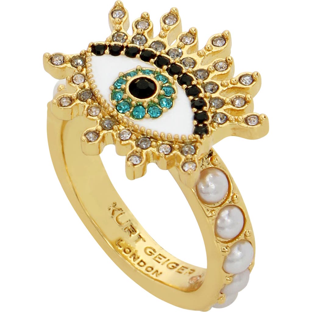 KURT GEIGER KURT GEIGER LONDON CRYSTAL EVIL EYE COCKTAIL RING