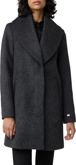 Lolli Classic Fit Wool Blend Coat with Removable Leather Bib
