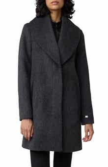 Soia & Kyo Lolli Classic Fit Wool Blend Coat with Removable Leather Bib