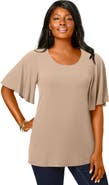 Jessica London Stretch Knit Flutter Sleeve Tunic